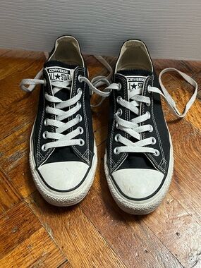 Converse Black and White All Star chuck Low-Top Sneakers with White Laces